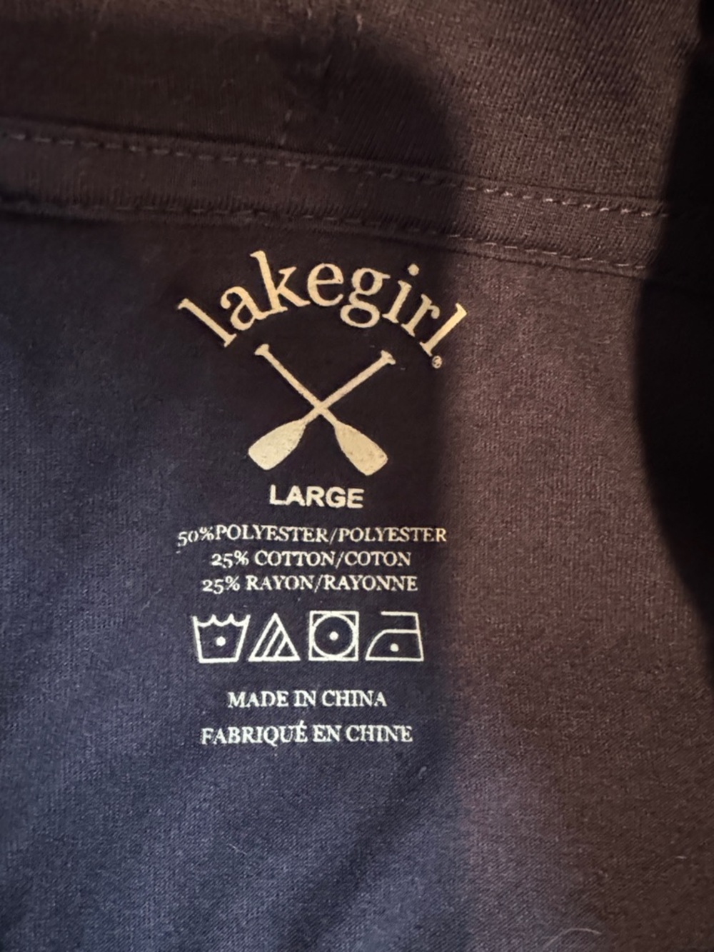NWOT Lakegirl Lightweight Navy Blue Hoodie w/Cowl Neck Drawstring - Size L - Picture 3 of 4